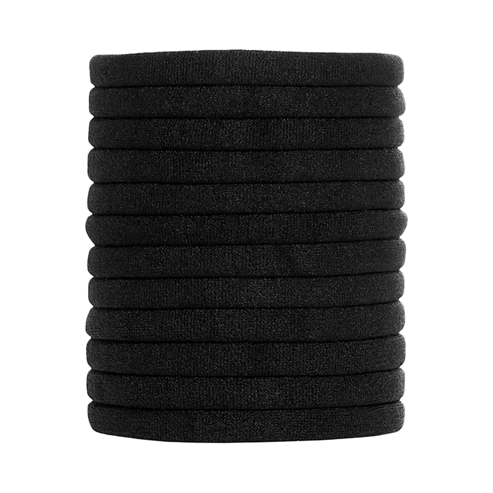 L. ERICKSON 細版運動髮圈-12入〈經典黑〉