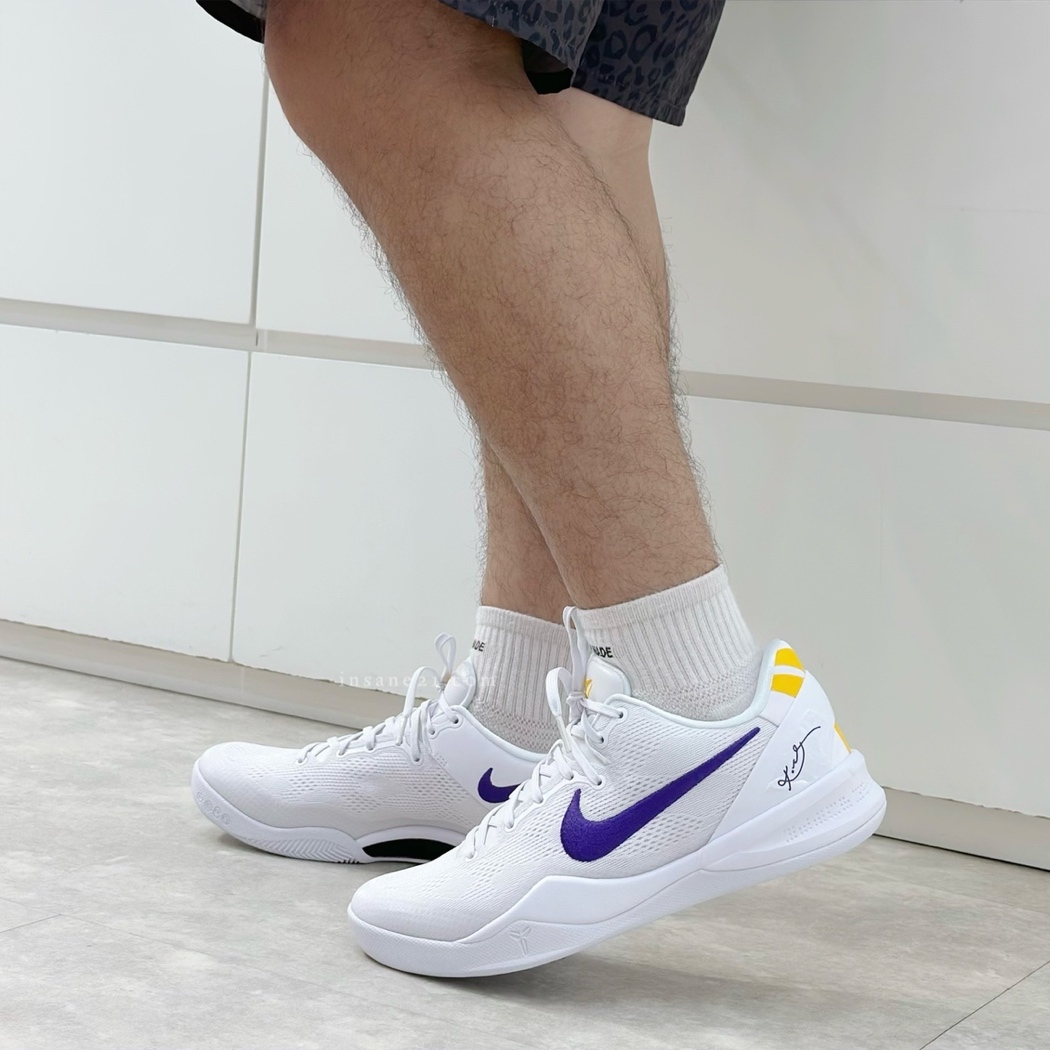 NIKE KOBE 8 PROTRO "LAKERS AWAY" 紫白金 金勾 刺繡 籃球鞋 HF9550-100