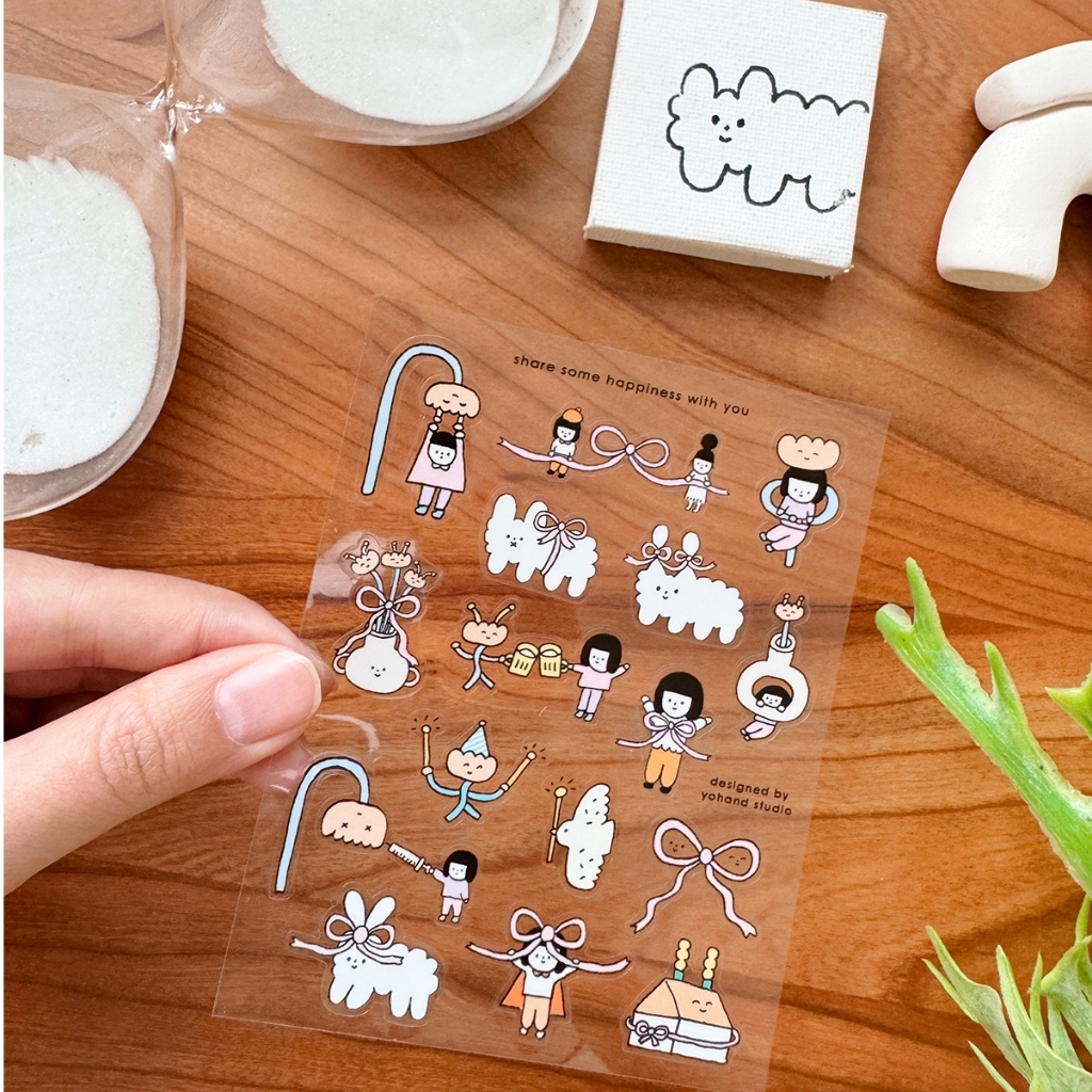蝴蝶結 透明割型小貼紙 手帳貼紙｜右手超人