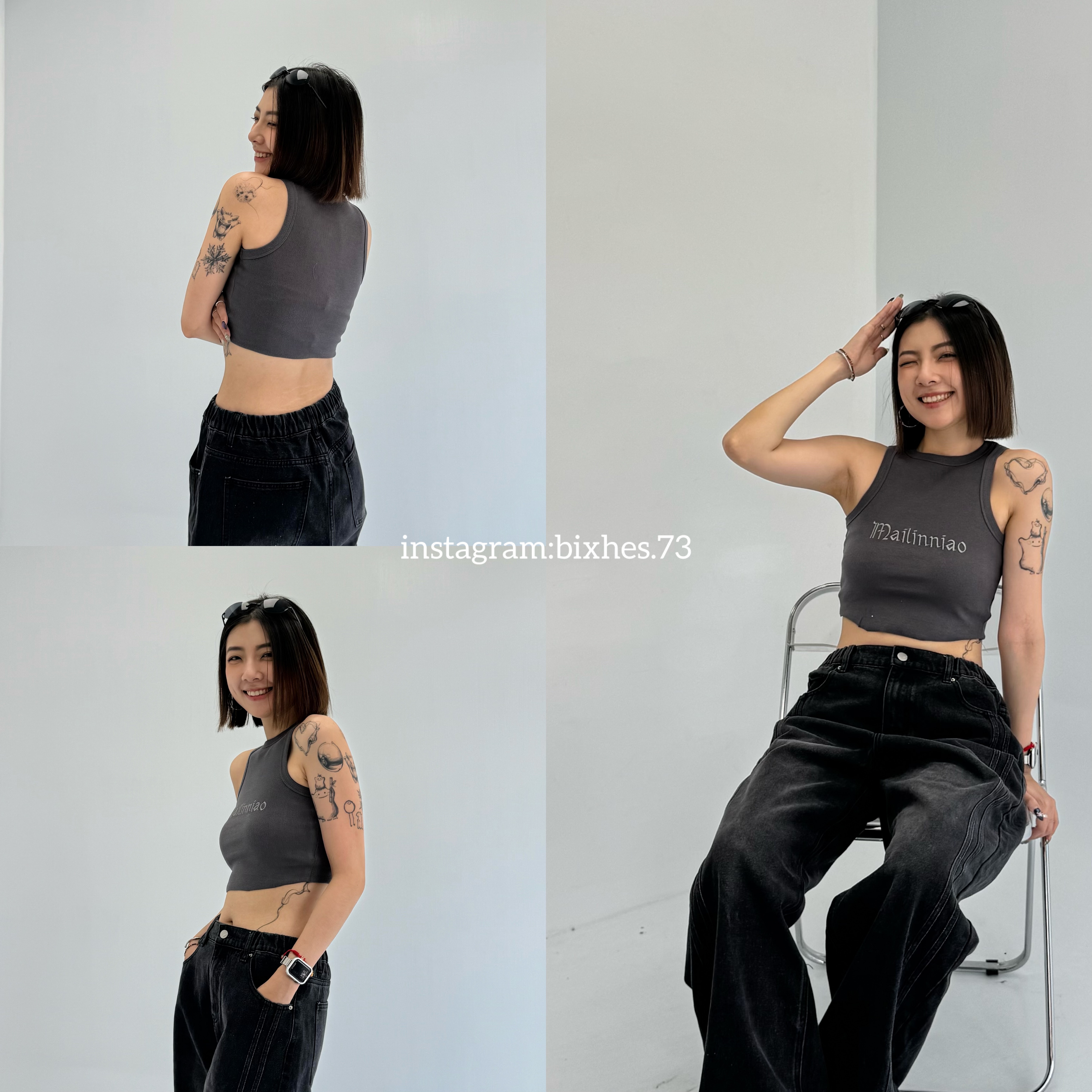 歐美包邊刺繡字背心(C00074)