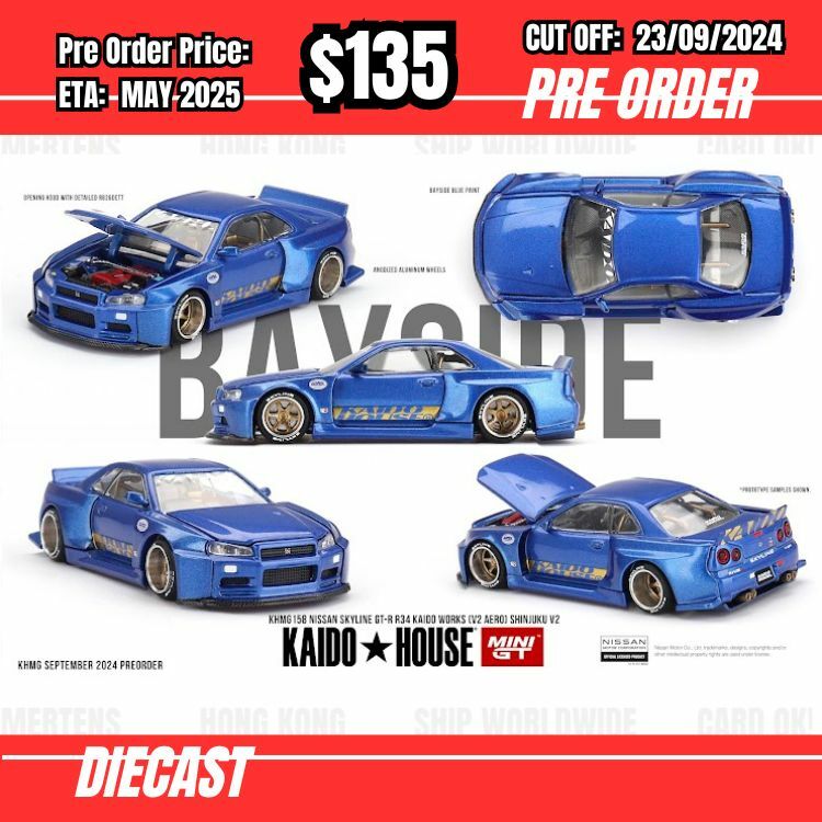 PO-$135 * Mini GT *  Kaido House KHMG158 Nissan Skyline GT-R (R34) Kaido Works (V2 Aero) SHINJUKU V2 [OD13/09]