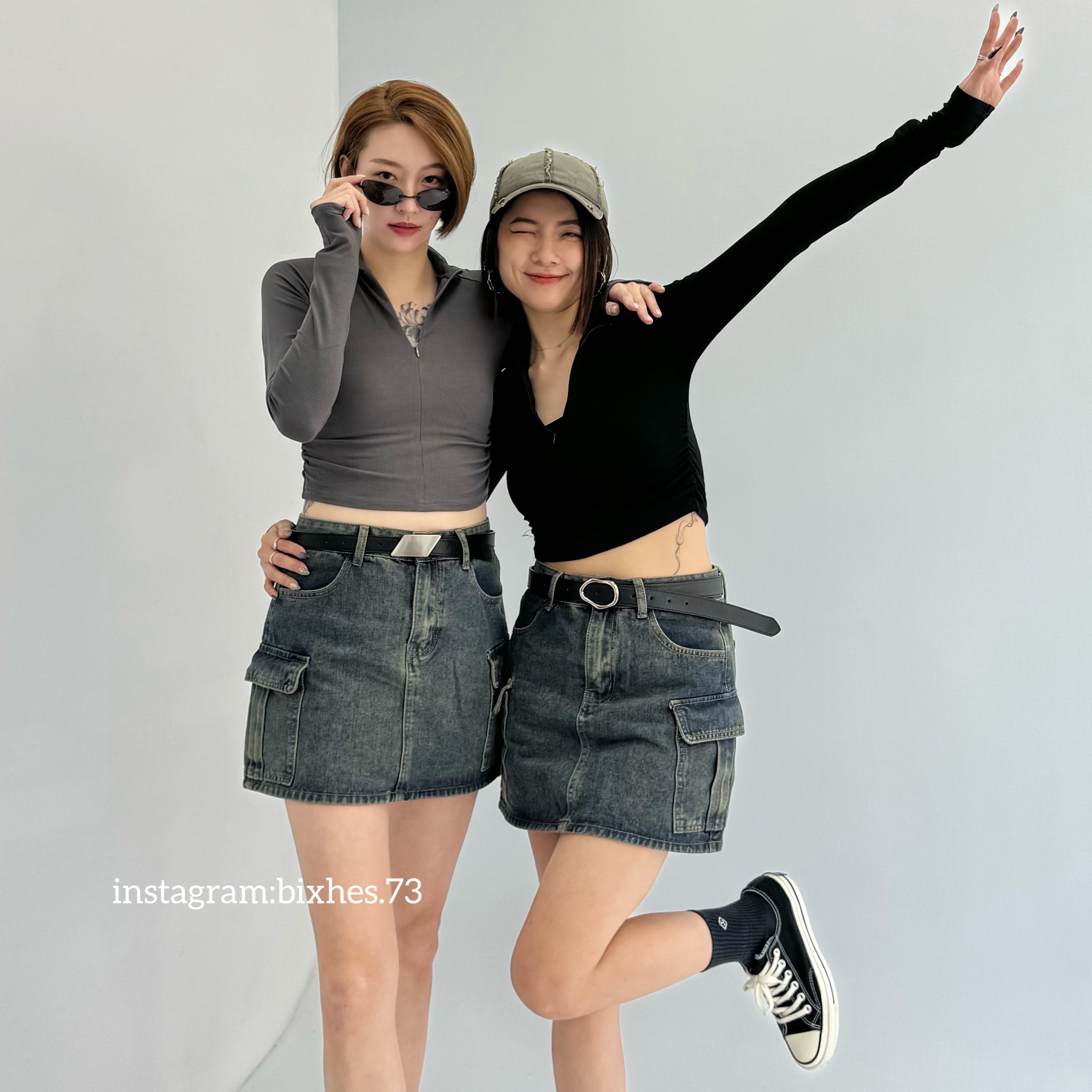 皺摺拉鍊長袖上衣(B00089)