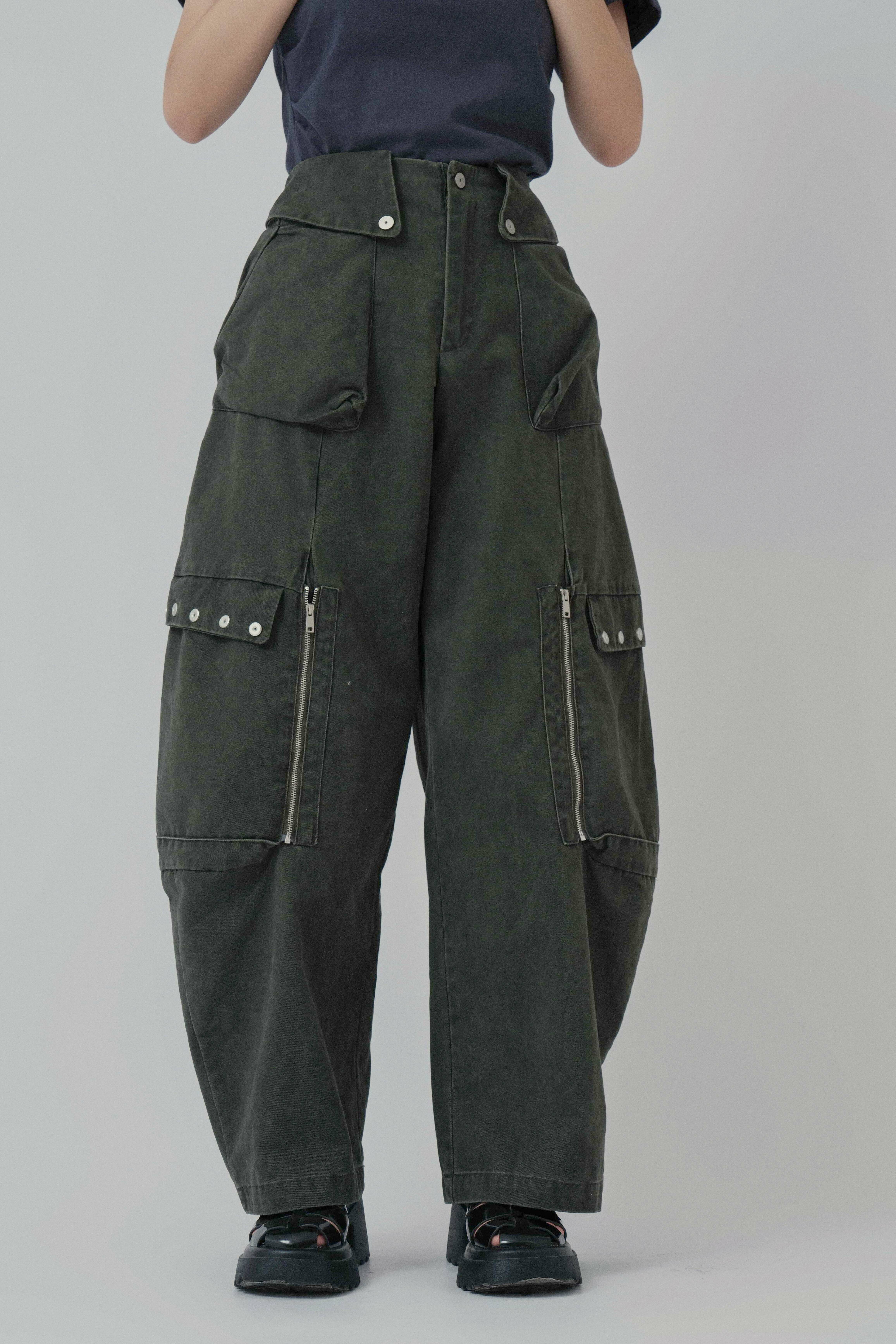 立體大袋繭型洗水軍褲 (現貨款式）