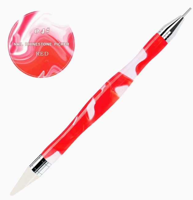 Hot Selling Nail Art Pen Double Headed Crayon Stainless Steel Sticky 04 Big Red