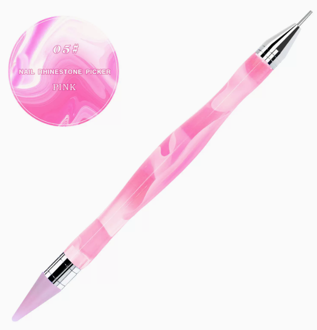 Hot Selling Nail Art Pen Double Headed Crayon Stainless Steel with Sticky 05 Pink