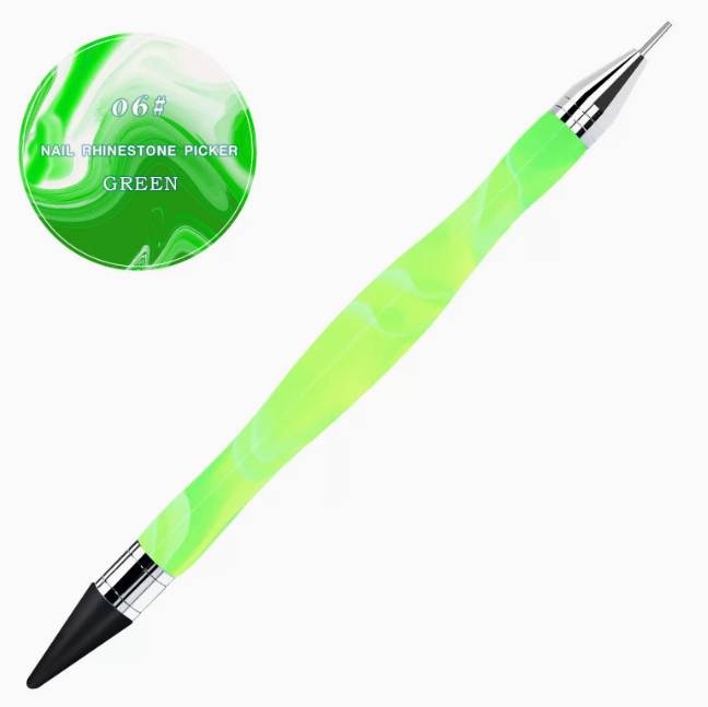 Hot Selling Nail Art Pen Double Headed Crayon Stainless Steel with Sticky 06 Green
