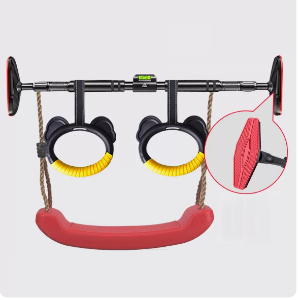 爆款免打孔吊環（YX50313水平儀室內單槓120-145CM+【吊環】+【鞦韆凳】）
