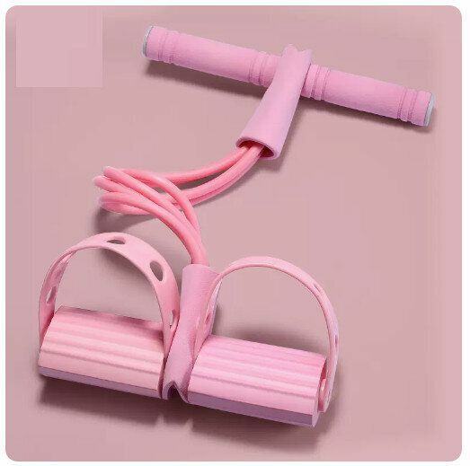 Popular pedal tension rope fitness equipment [Light Dogwood Powder [Bold 4 Tubes/ Belly Slimming Tool]