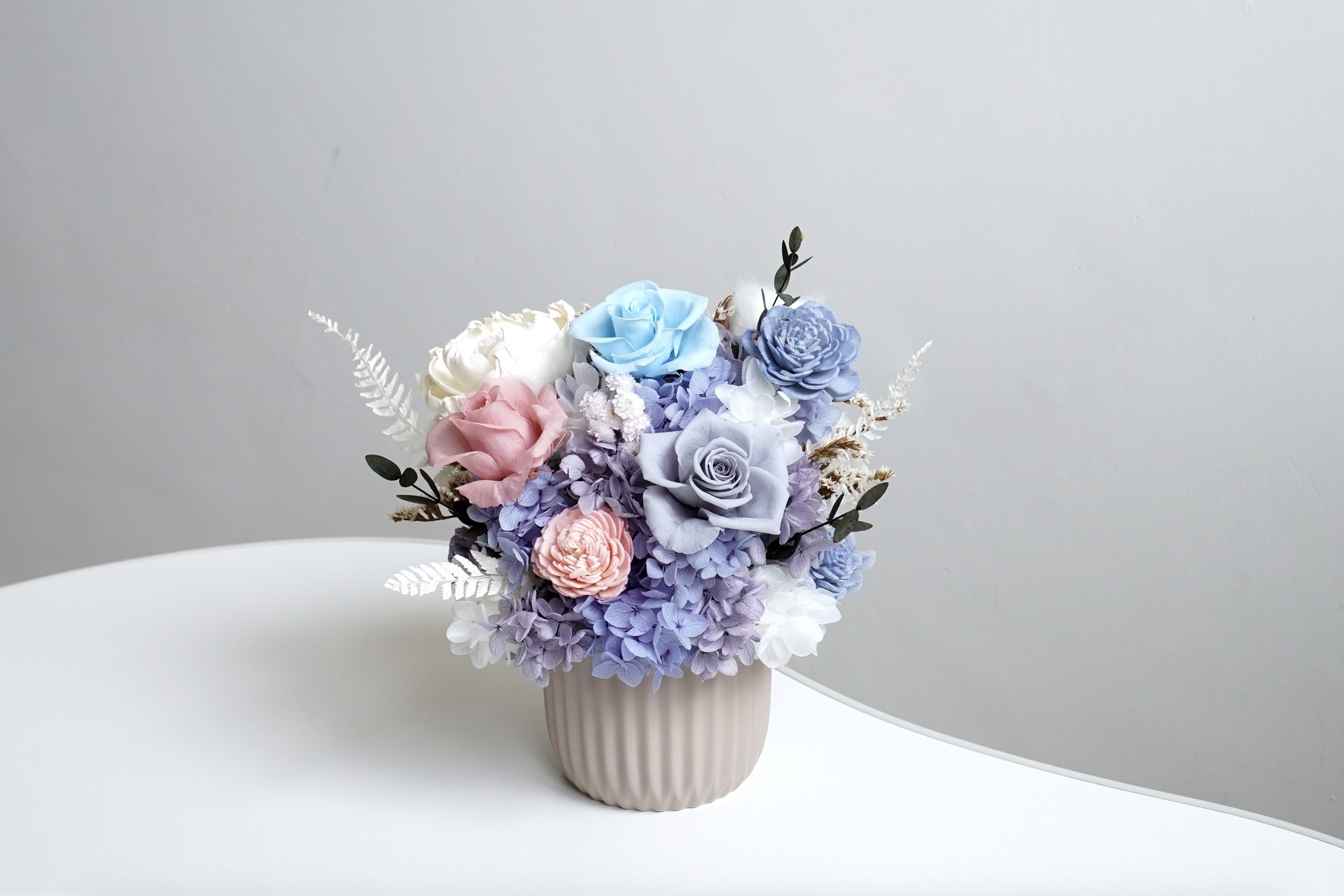 馬卡龍盆花推薦,開幕盆花推薦,台北代客送花,開幕盆栽永生花,特寫永生花盆花1