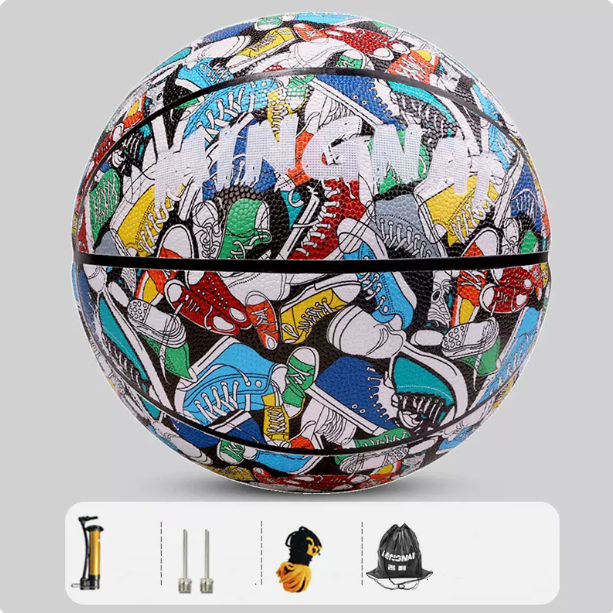 Hot recommendation [1 piece] No. 6 basketball (color: flower sneakers, air pump, needle, net bag)