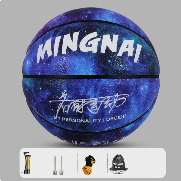 Hot recommendation [1 piece] No. 6 basketball (color: starry sky blue, air pump, needle, net bag