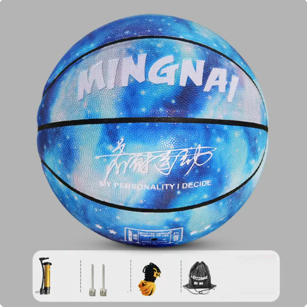 Hot recommendation [1 piece] No. 7 basketball (color: ocean blue, air pump and needle net bag)