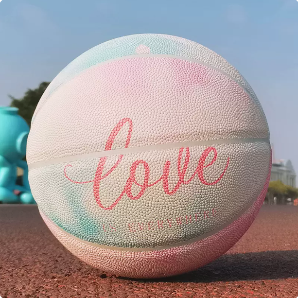 Hot recommendation [1 piece] No. 5 basketball (color: fresh pink, material: PU soft leather, air pump and needle mesh bag)