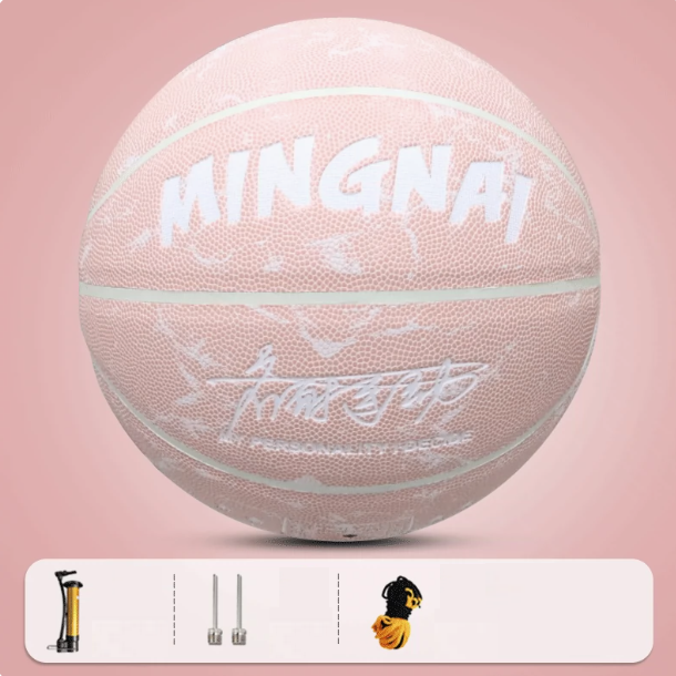 Hot recommendation [1 piece] No. 6 basketball (color: graffiti pink, material: PU soft leather, air pump and needle mesh bag)