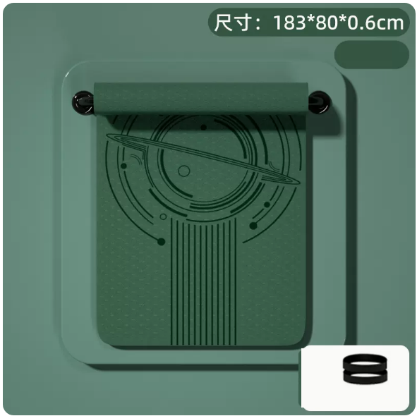熱推加厚加寬加長瑜珈墊子（YJX5016【黑洞】綠色）（6mm(初學者)）