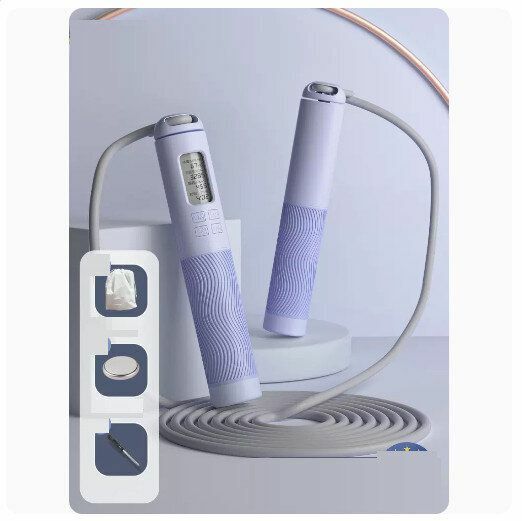 Hot recommended skipping rope [sweat long rope version - weight loss and body shaping - water wave blue]
