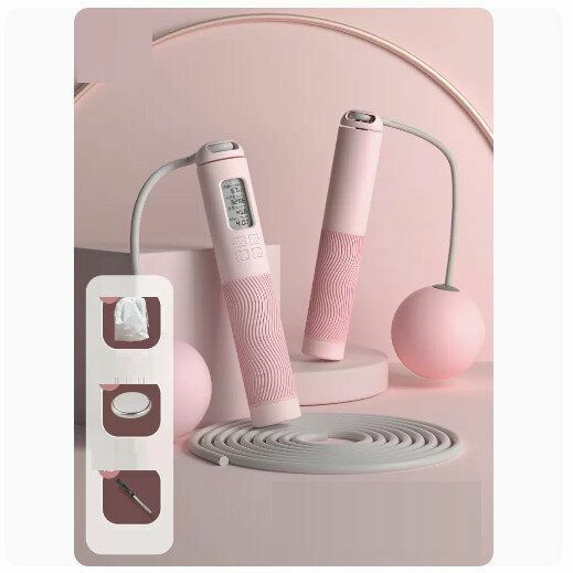 Hot recommended skipping rope [indoor and outdoor dual use [weight loss and fitness] gravity ball + long rope - cherry blossom powder]