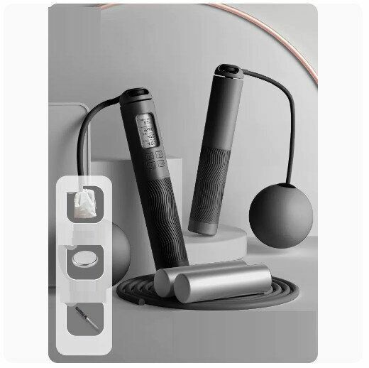 Hot recommended skipping rope [indoor and outdoor dual use [double weight-bearing to burn fat] large gravity ball + weight-bearing block + long rope - Magic Night Black]