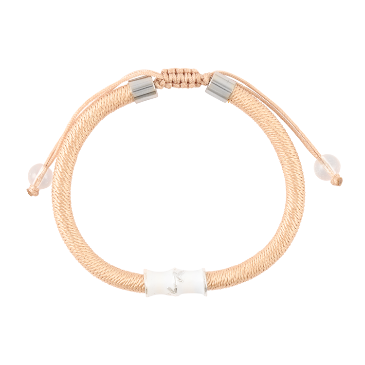 編織繩手鍊，情侶手鍊 琺瑯工藝銀竹節；寓意節節高升 堅韌專一（3864女款）