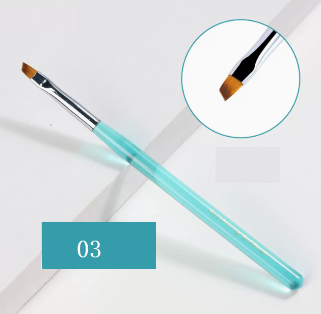 Best Selling Nail Art Pen Transparent Ocean Blue Rod Slanted Pen