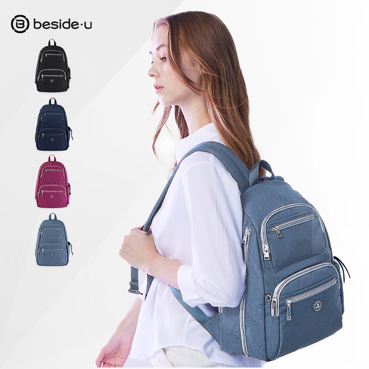 beside u 經典防割纖維布料 防盜後背包
