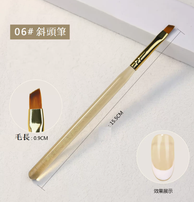 Hot Selling Nail Art Brush Iced Brown Manicure Pen 06 Oblique Head Phototherapy