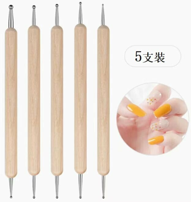 Hot Selling Nail Art Tools Wooden Stick Drill Pen 5 Pack