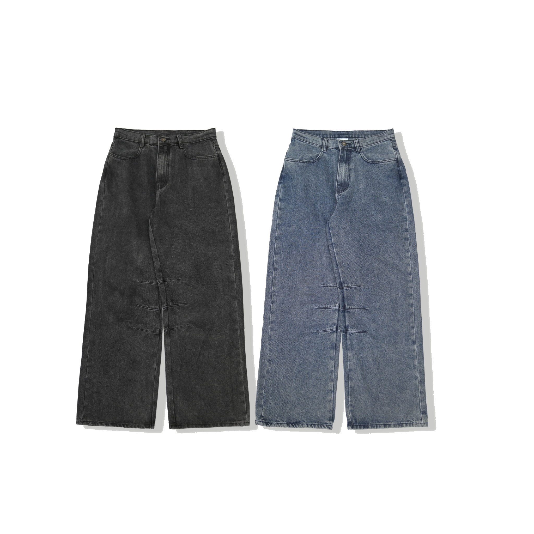 【車庫服飾】QUEST 錐形堆疊水洗牛仔褲 / Baggy Barrel Jeans