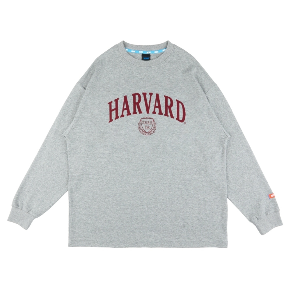 【NCAA】哈佛大學Harvard基本印花logo薄長T-灰