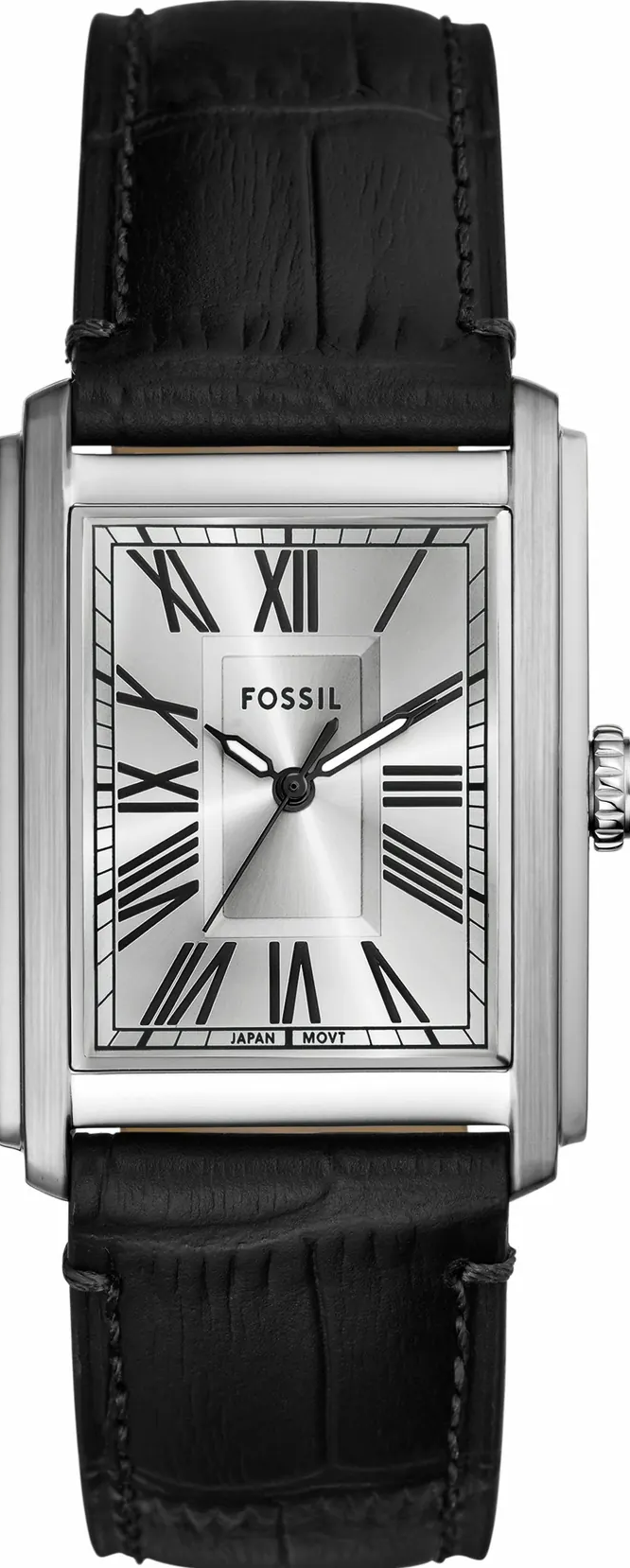 萬年鐘錶 - Fossil  復刻經典男錶 羅馬數字方形皮革男錶 FS6078  錶徑30x42MM