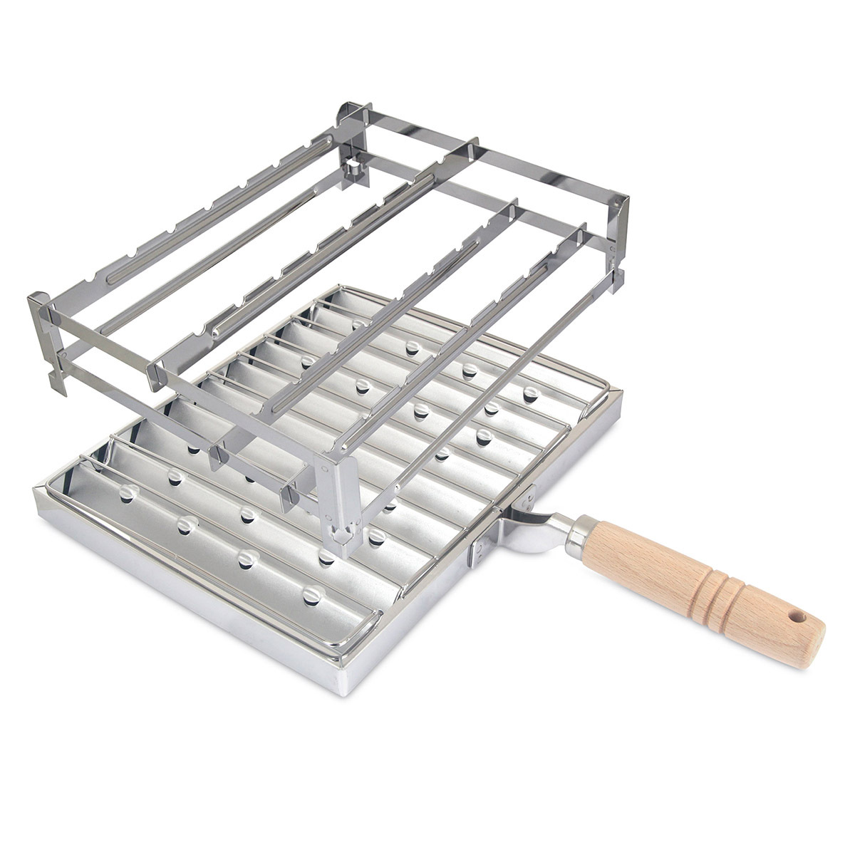 日本 神田 26 x 20cm 不銹鋼萬用燒烤盤連支架 -GR-9593