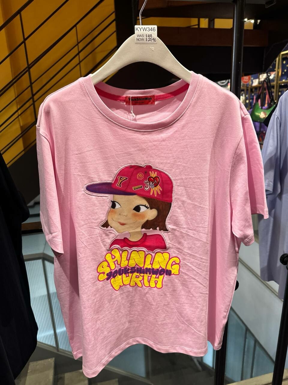 [S] YSW RIA SHINING WORTH PRINT T-SHIRT,PINK, J2WTS40PKRAF (SYW308)