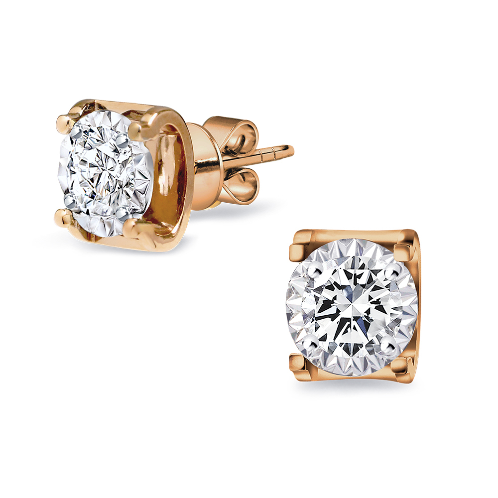 100分18K玫瑰金雋永鑽石耳環