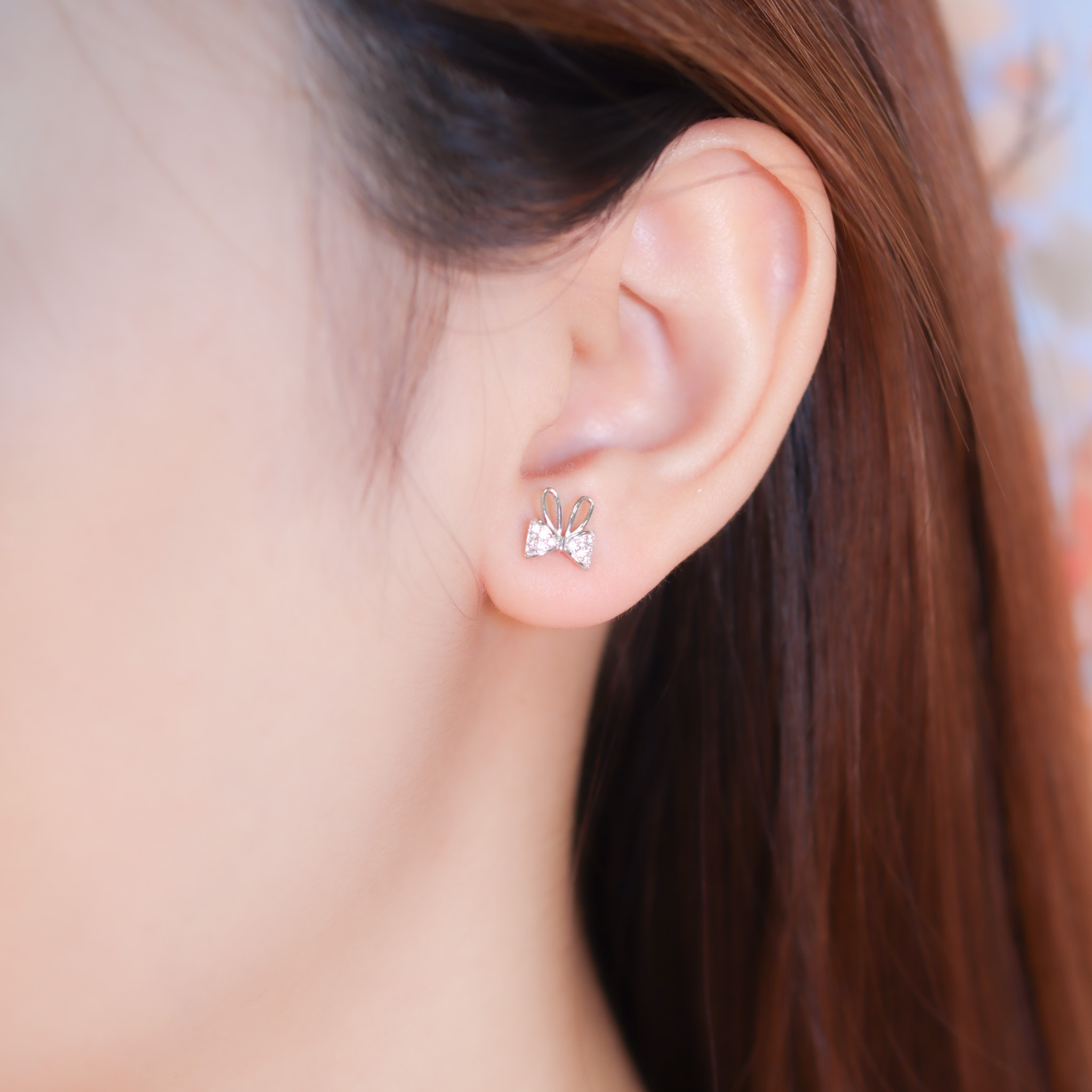 | 925純銀・白金 | 小兔蝴蝶結耳環 | EA0822 |