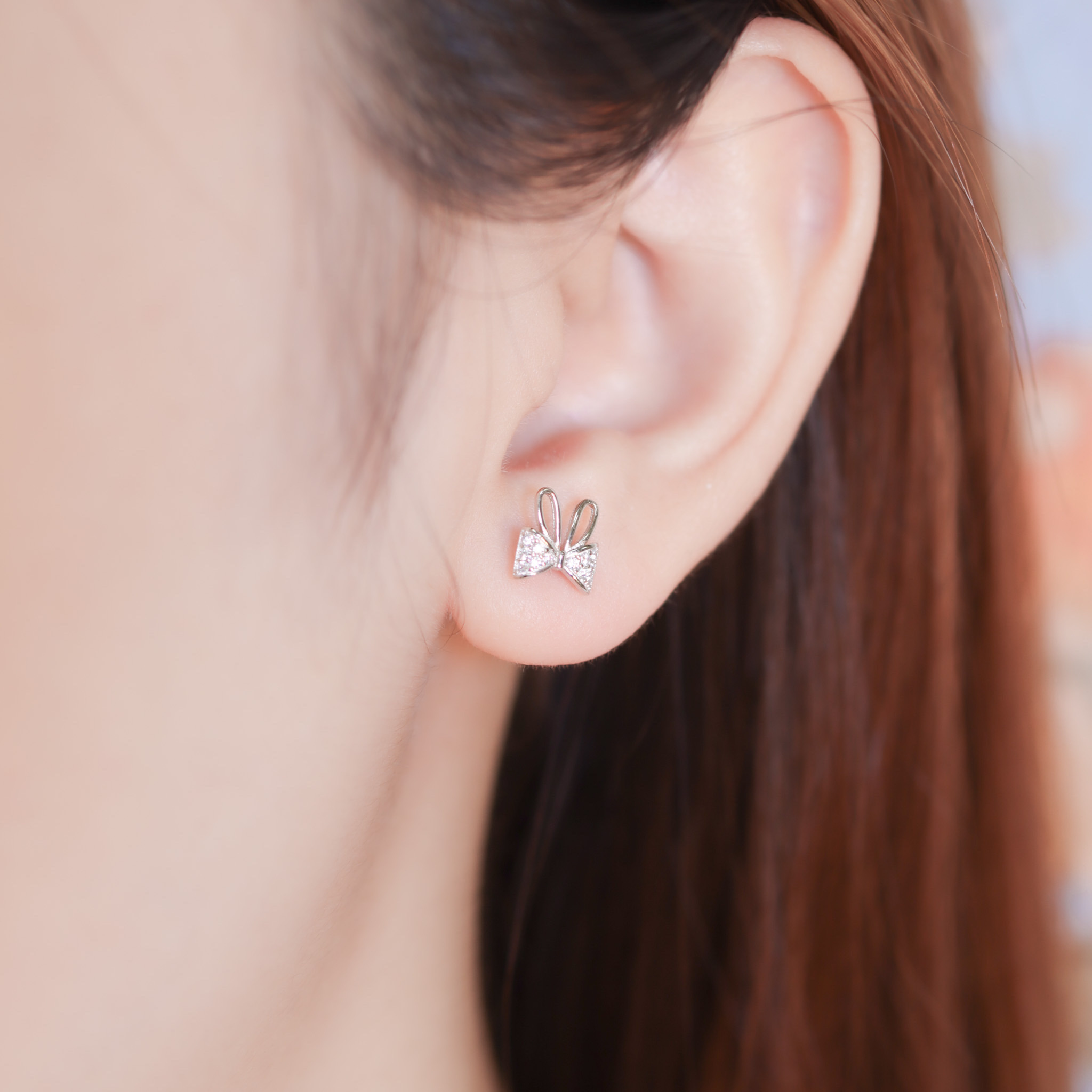 | 925純銀・白金 | 小兔蝴蝶結耳環 | EA0822 |