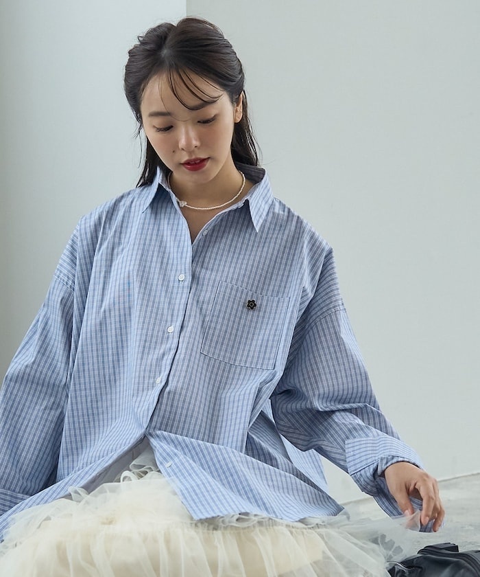 MARY QUANT / Logo embroidery big shirt Limited products