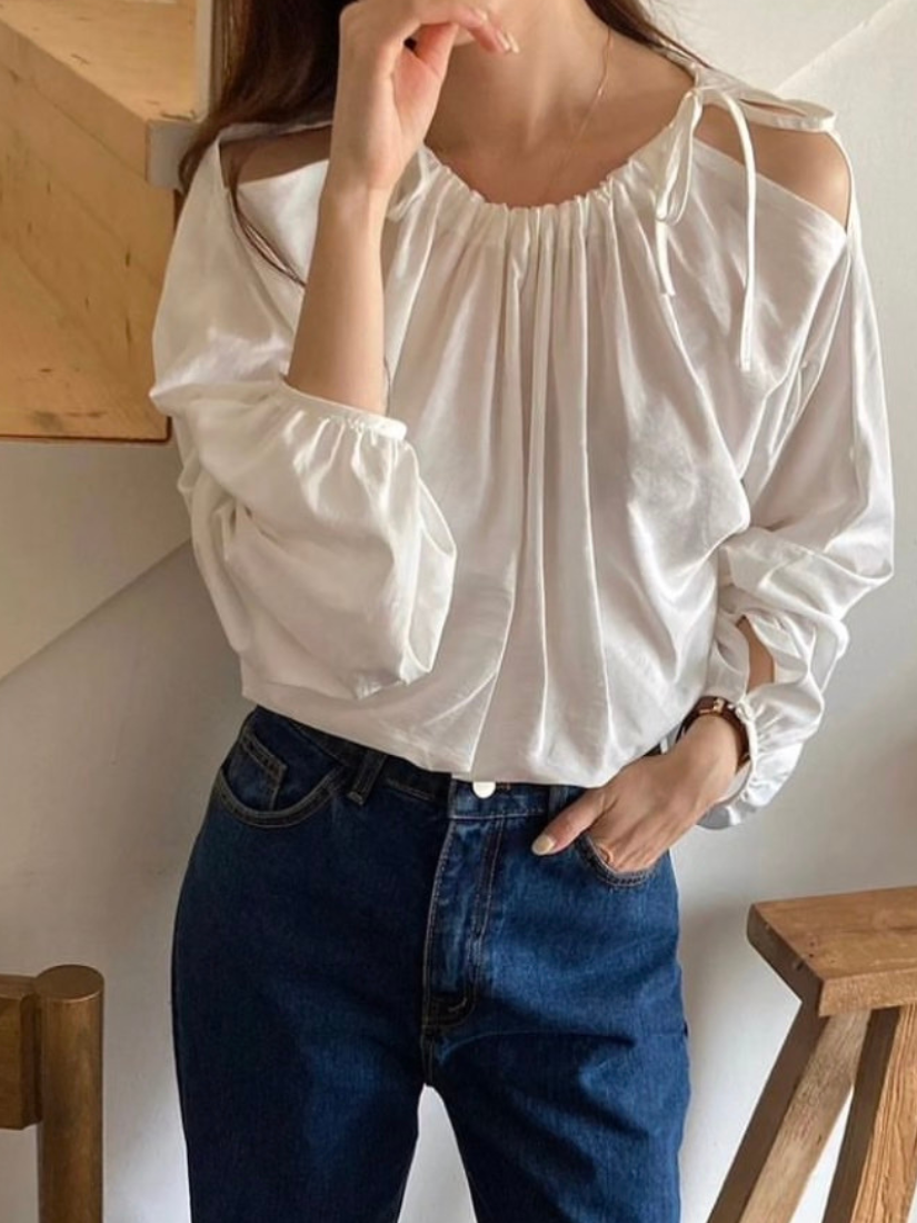 [現貨] Dora 小露肩綁帶上衣 [ 2色 / Free ]