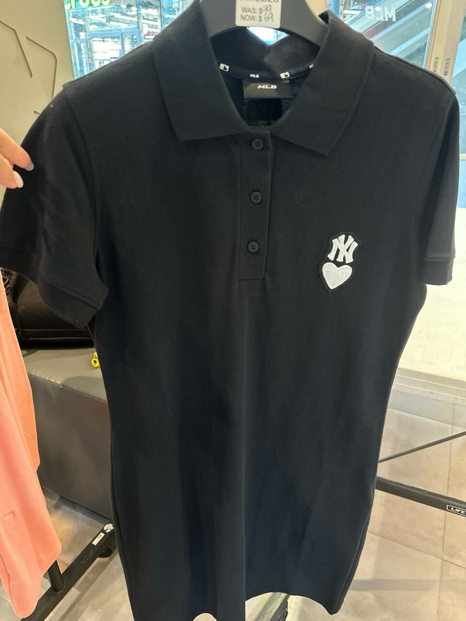[S] MLB SMALL HEART NY PATCH LOGO POLO T-SHIRT DRESS,BLACK, 3FOP00723K0001-50BKS (SMLB413)