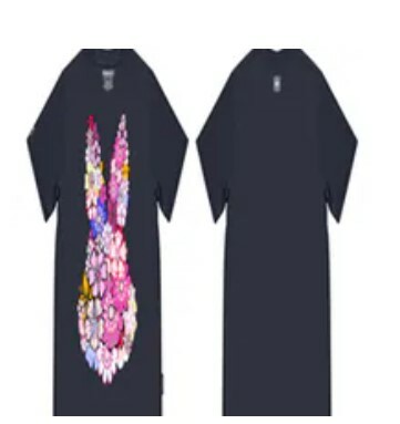 [S] HANAHAII FLOWER RABBIT SHORT SLEEVE T-SHIRT,GRAY, 6109100022-FLORALGRAY (SHA14)