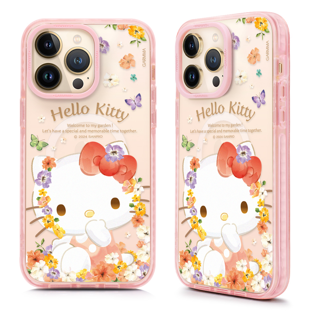 Hello Kitty iPhone 15系列 磁吸款保護殼 花田漫步