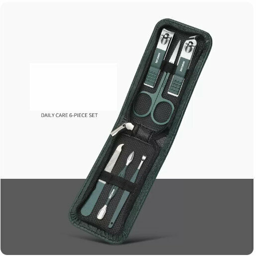 New Nail Scissors Set [Dark Green Stone 6-piece Set [Vacuum Plating]