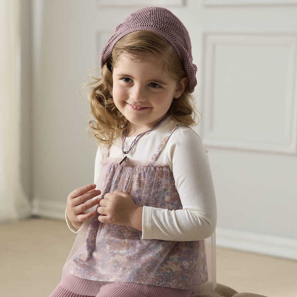 PIPPY 假兩件經典印花圓領長袖上衣 粉