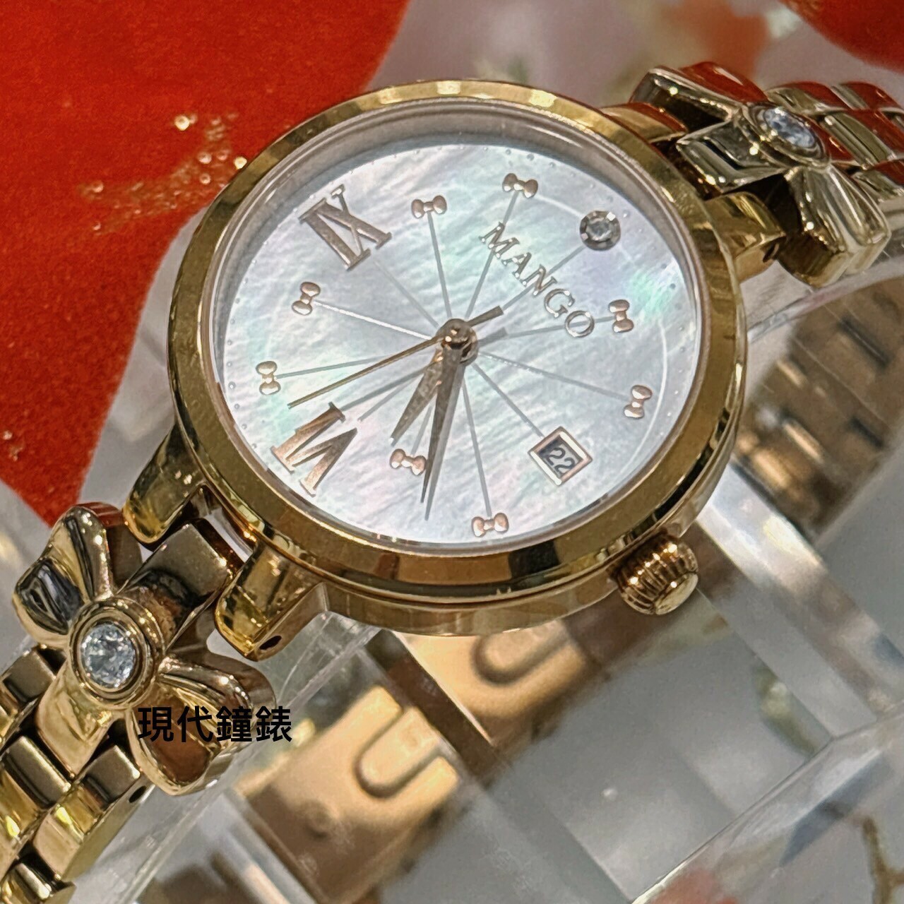 【MANGO】優雅蝴蝶晶鑽手錶 MA6727L-81R 28mm 現代鐘錶