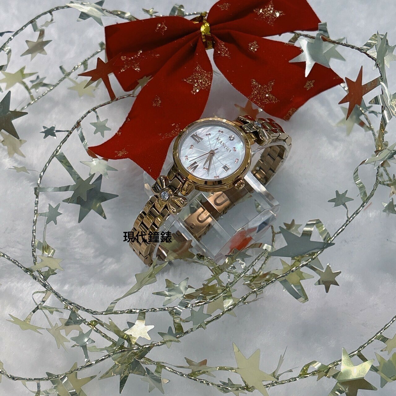 【MANGO】優雅蝴蝶晶鑽手錶 MA6727L-81R 28mm 現代鐘錶