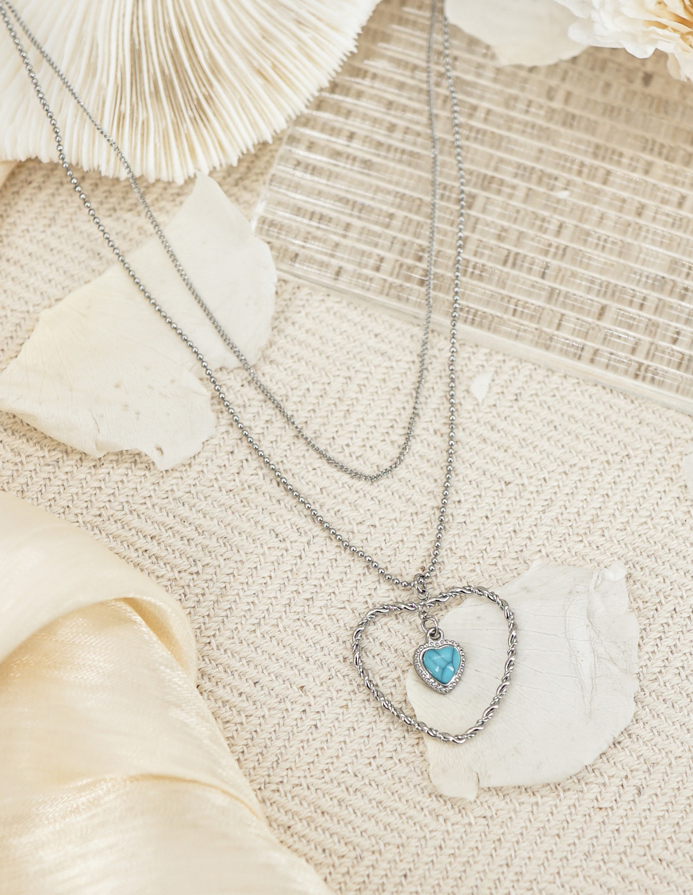 麻花愛心項鍊✦銀