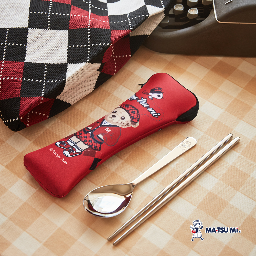 MA‧TSU Mi 經典學院熊餐具組(紅)