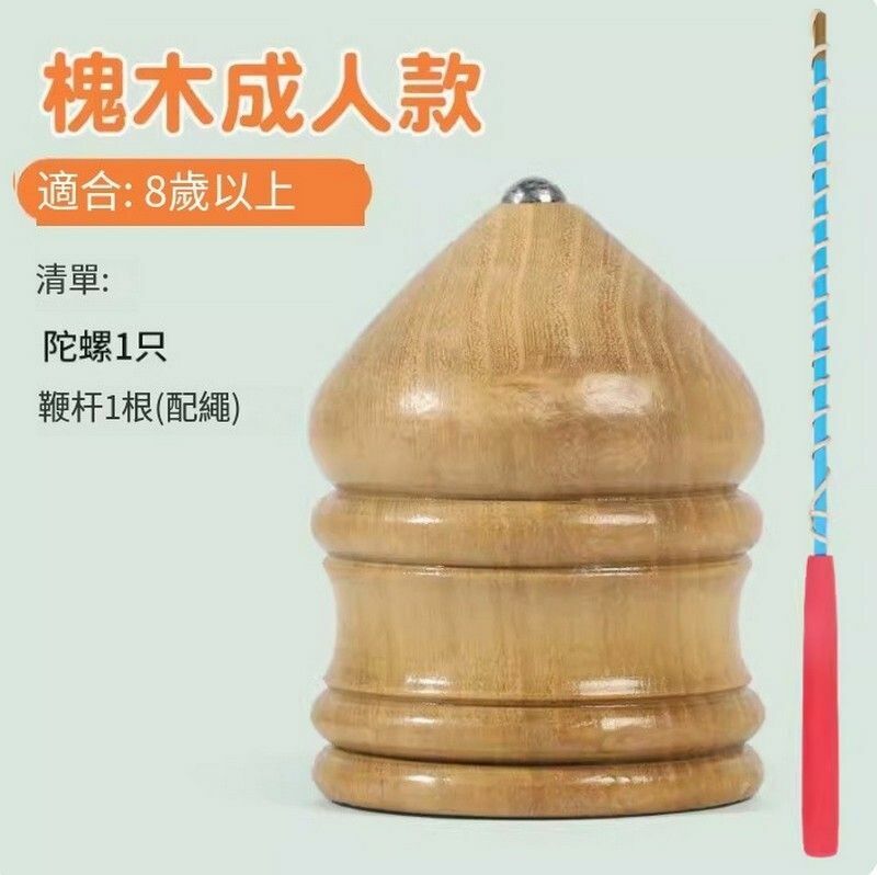 新款實木陀螺-【8cm槐木】易上手/沖壓鋼珠-更持久/玻璃鋼桿