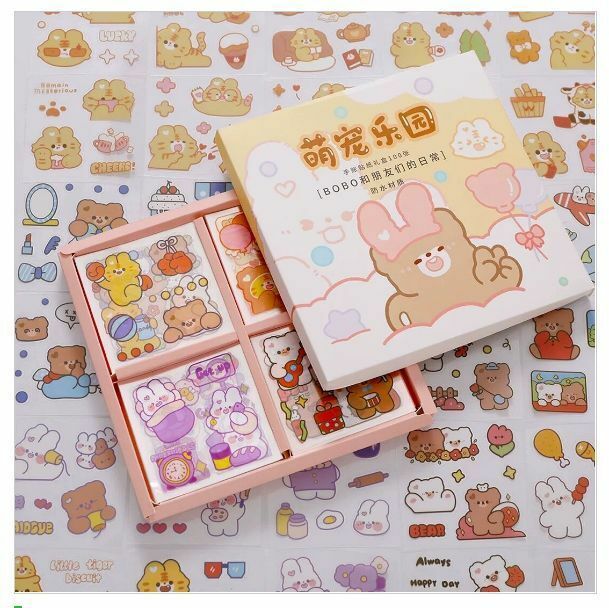 熱賣100張不重覆透明PET防水貼紙套裝（BoBo）