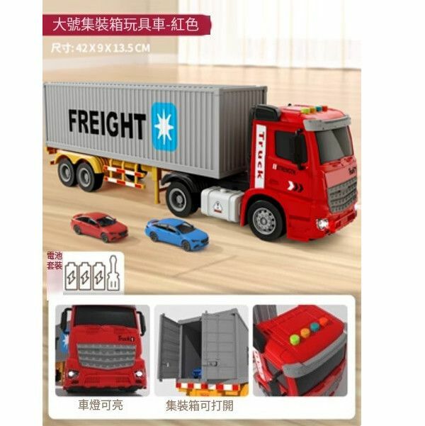 熱賣合金大卡車貨車兒童玩具【大號貨櫃車（紅色）[雙開門]】