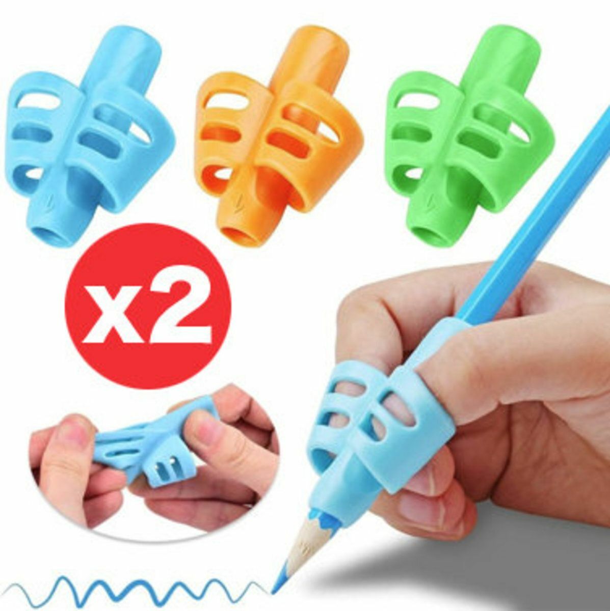 Hot Selling 2 Pen Holders for Primary School Students, Soft Plastic for Children's Stationery, Writing Posture Corrector, Correction Pen Cover